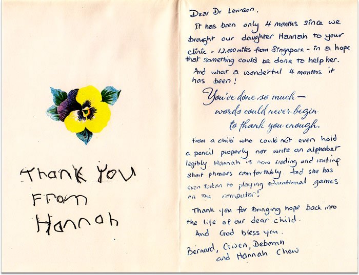 Hannah's thank-you card